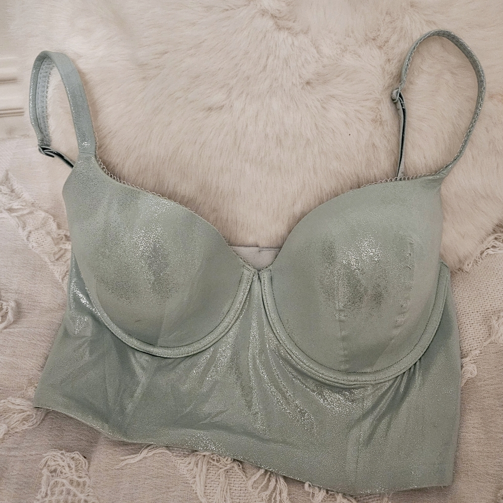 Victoria's Secret Bralette Bra Shimmery Blue Green 36D